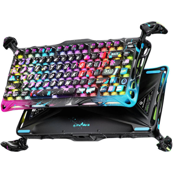 Фото - Клавіатура дротова ігрова GravaStar Mercury V75 Pro 80keys, Magnetic Jade Gaming, 8K, USB-A, RGB, Neon Graffiti (GSV75PRO_U_CG_BLK)