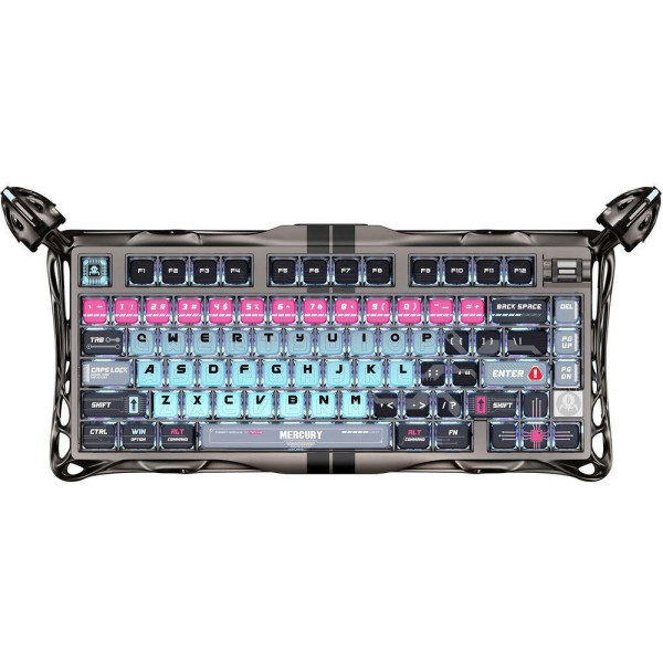 Фото - Клавіатура дротова ігрова GravaStar Mercury V75 Pro 80keys, Magnetic Jade Gaming, 8K, USB-A, RGB, Cyberpunk (GSV75PRO_U_RM_EGRY)