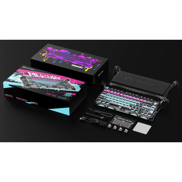 Фото - Клавіатура дротова ігрова GravaStar Mercury V75 Pro 80keys, Magnetic Jade Gaming, 8K, USB-A, RGB, Cyberpunk (GSV75PRO_U_RM_EGRY)