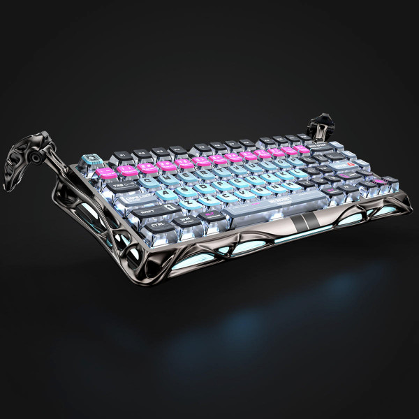 Фото - Клавіатура дротова ігрова GravaStar Mercury V75 Pro 80keys, Magnetic Jade Gaming, 8K, USB-A, RGB, Cyberpunk (GSV75PRO_U_RM_EGRY)