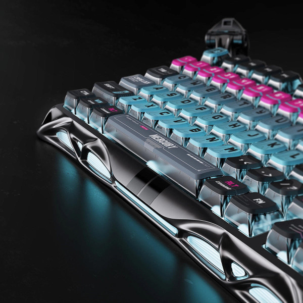 Фото - Клавіатура дротова ігрова GravaStar Mercury V75 Pro 80keys, Magnetic Jade Gaming, 8K, USB-A, RGB, Cyberpunk (GSV75PRO_U_RM_EGRY)