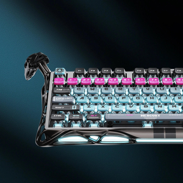 Фото - Клавіатура дротова ігрова GravaStar Mercury V75 Pro 80keys, Magnetic Jade Gaming, 8K, USB-A, RGB, Cyberpunk (GSV75PRO_U_RM_EGRY)