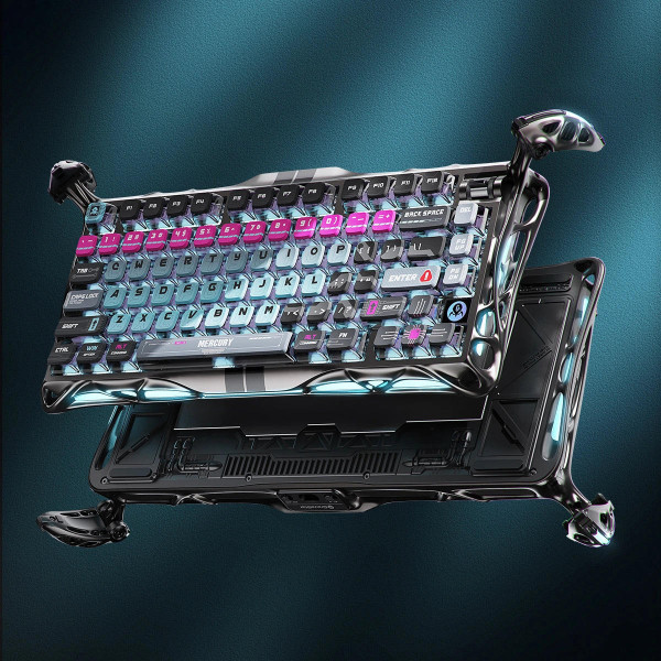 Фото - Клавіатура дротова ігрова GravaStar Mercury V75 Pro 80keys, Magnetic Jade Gaming, 8K, USB-A, RGB, Cyberpunk (GSV75PRO_U_RM_EGRY)