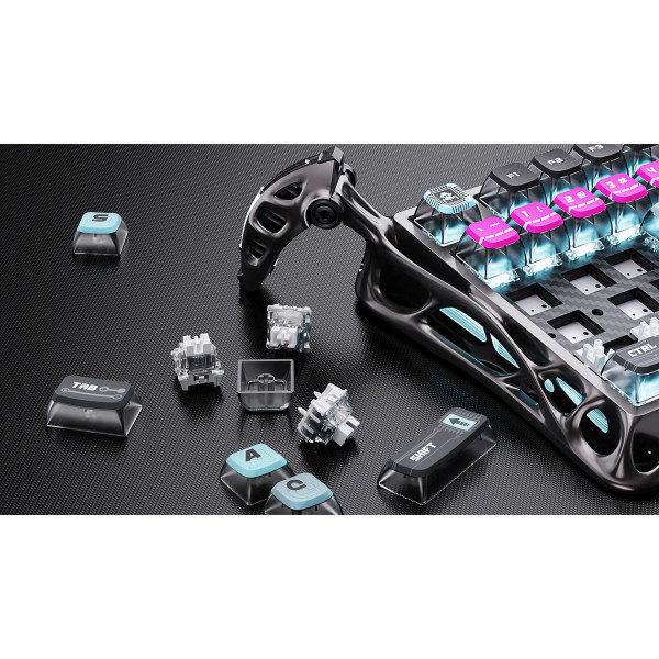 Фото - Клавіатура дротова ігрова GravaStar Mercury V75 Pro 80keys, Magnetic Jade Gaming, 8K, USB-A, RGB, Cyberpunk (GSV75PRO_U_RM_EGRY)
