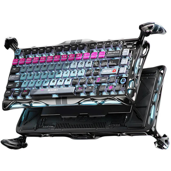 Фото - Клавіатура дротова ігрова GravaStar Mercury V75 Pro 80keys, Magnetic Jade Gaming, 8K, USB-A, RGB, Cyberpunk (GSV75PRO_U_RM_EGRY)