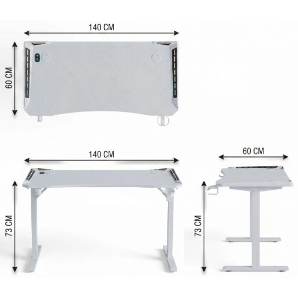 Фото - Стіл комп'ютерний GT Racer T-1452 (140x60x73) White