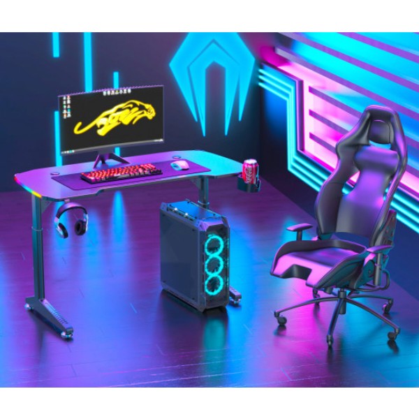 Фото - Стіл комп'ютерний GT Racer T-1621 (160x60x71-79) Black