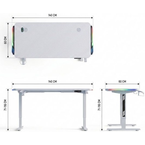 Фото - Стол компьютерный GT Racer TY-1456 (140x60x71-116) White