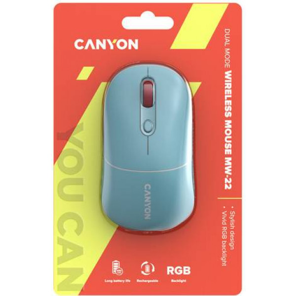 Фото - Миша бездротова Canyon MW-22 Dual Band RGB Wireless Dark Cyan (CNS-CMSW22DC)
