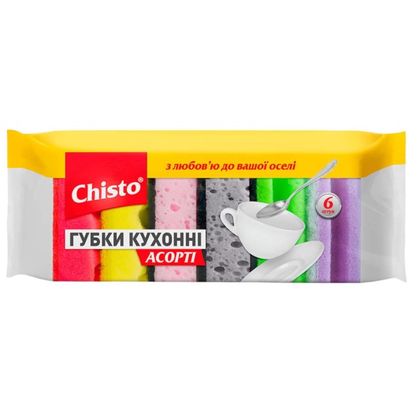 Фото - Губка для мытья посуды поролоновая Chisto Ассорти 2+2+2 шт. (4823098407454) Фото - Губка для мытья посуды поролоновая Chisto Ассорти 2+2+2 шт. (4823098407454)