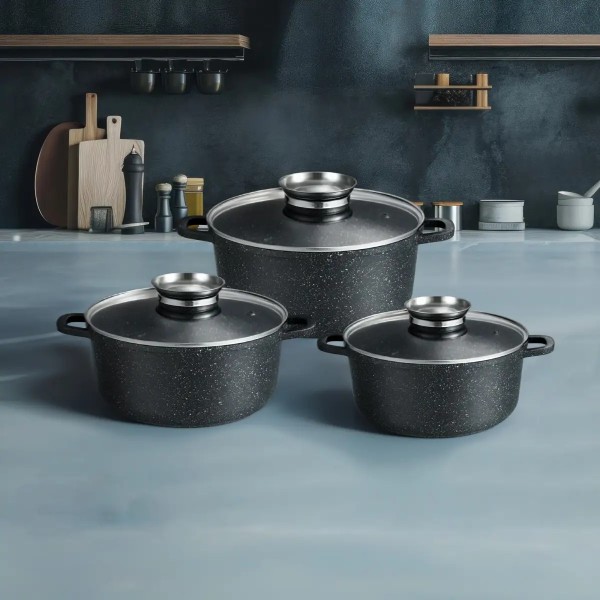 Фото - Набор посуды Gusto GT-2404-22/24/26 MARBLE 6пр.