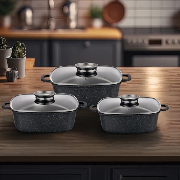 Фото - Набор посуды Gusto GT-2504-22/24/26 MARBLE 6пр.