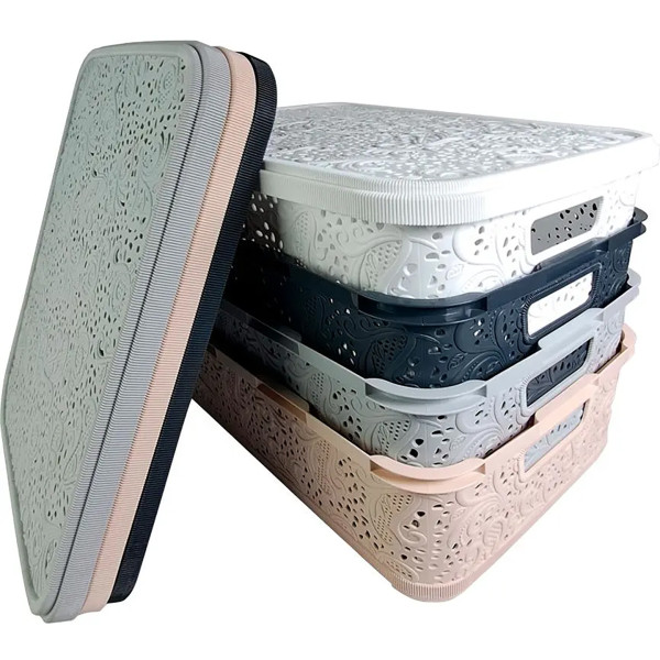 Фото - Корзина для зберігання Gusto Ажур 7.5 л 200х305х165 мм з кришкою в асортименті (GT-7-5к)