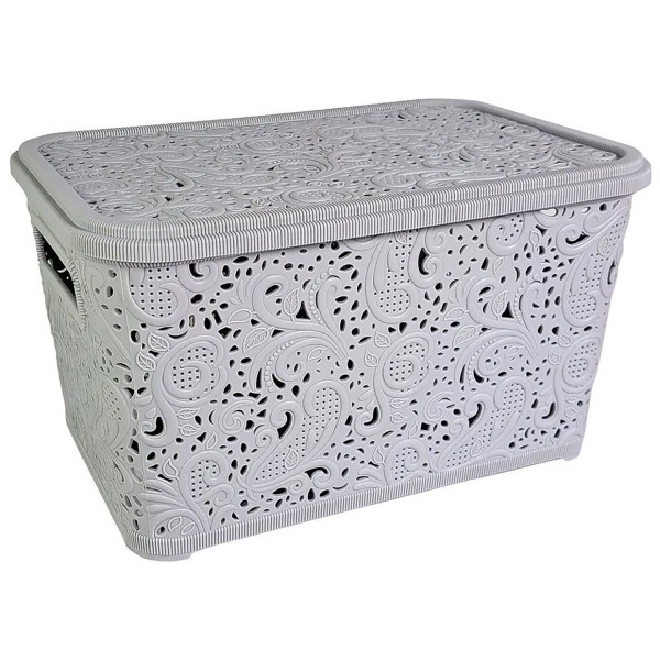 Фото - Корзина для зберігання Gusto Ажур 7.5 л 200х305х165 мм з кришкою в асортименті (GT-7-5к)