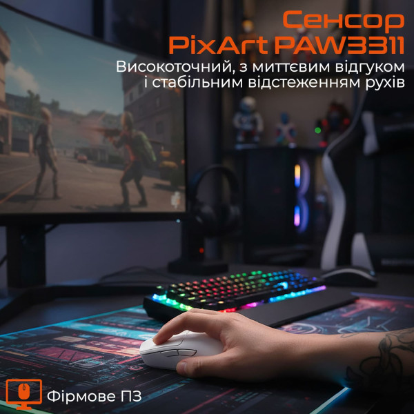 Фото - Мышь беспроводная игровая Meetion GW40 White (MT-GW40-B)