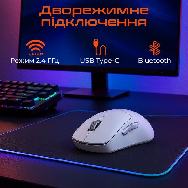 Фото - Мышь беспроводная игровая Meetion GW40 White (MT-GW40-B)