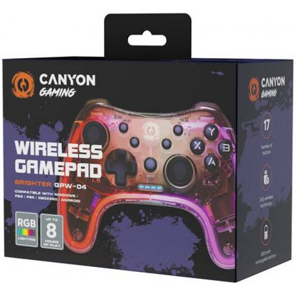 Фото - Геймпад Canyon Brighter GPW-04 Wireless RGB 5in1 PS4/Xbox360 Crystal (CND-GPW04)