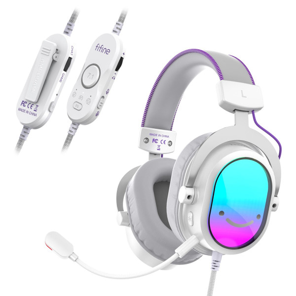 Фото - Гарнитура проводная игровая Fifine H16W 7.1 White RGB