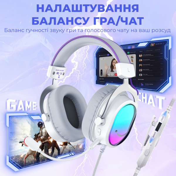 Фото - Гарнитура проводная игровая Fifine H16W 7.1 White RGB
