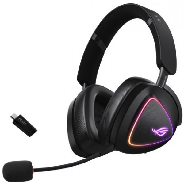 Фото - Гарнітура бездротова ігрова Asus ROG Delta II, 3.5мм/BT/WL RGB 2m Black (90YH03W0-BHUA00)