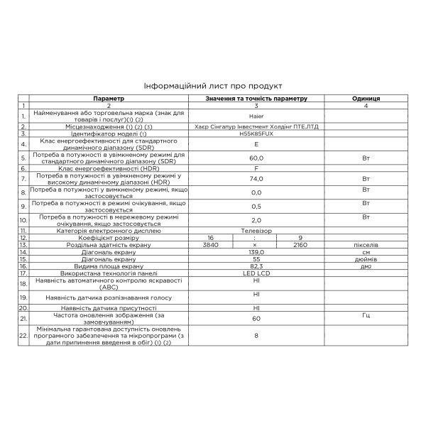 Фото - Телевізор Haier H55K85FUX