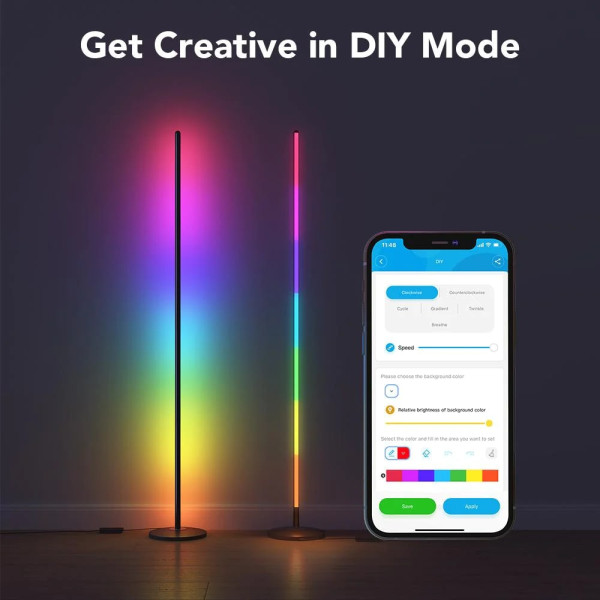 Фото - Розумний торшер Govee H6076, 1000Lm, RGBICW, WI-FI/Bluetooth, Black (H6076312)