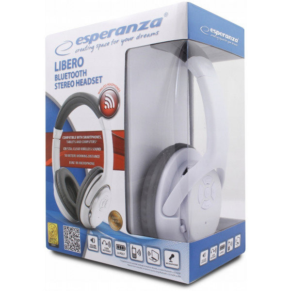Фото - Навушники повнорозмірні бездротові Esperanza Libero White (EH163W)