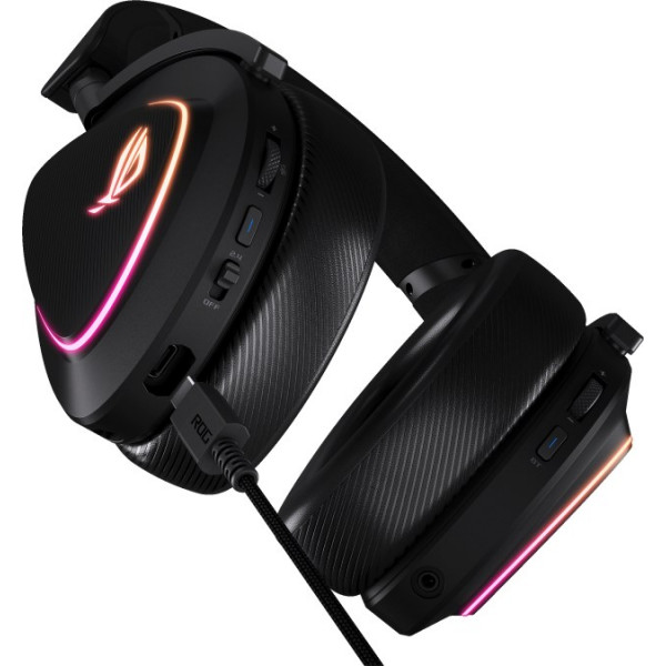 Фото - Гарнітура бездротова ігрова Asus ROG Delta II, 3.5мм/BT/WL RGB 2m Black (90YH03W0-BHUA00)