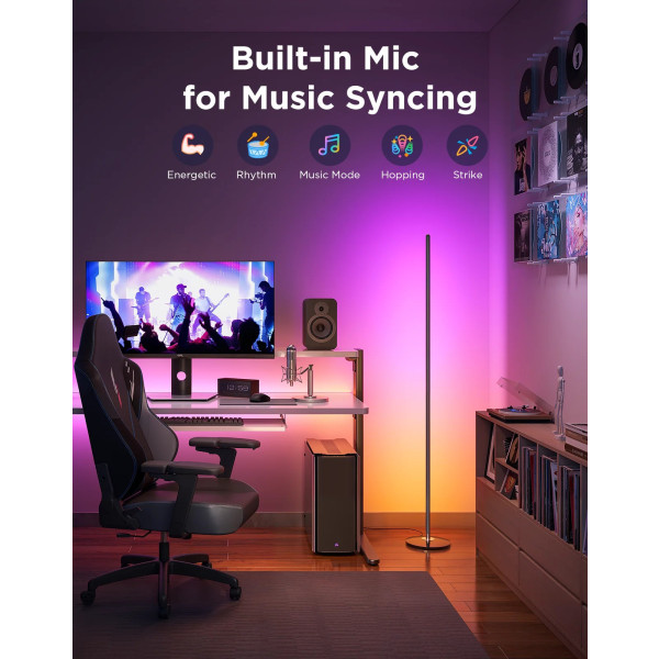 Фото - Умный торшер Govee H8076 Govee Floor Lamp lite, 1000Lm, RGBWW+RGBIC+WW, WI-FI/Bluetooth Black (H8076C13)