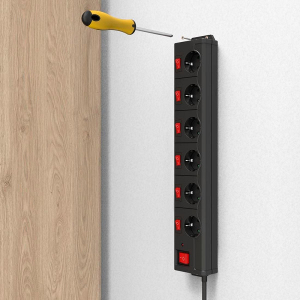 Фото - Сетевой фильтр Hama 6 р 1.4 м Black (00223160)