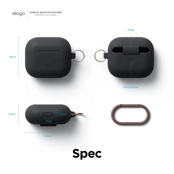 Фото - Чохол для навушників Elago Hang Silicone Case Black for Airpods 3rd Gen (EAP3HG-HANG-BK)