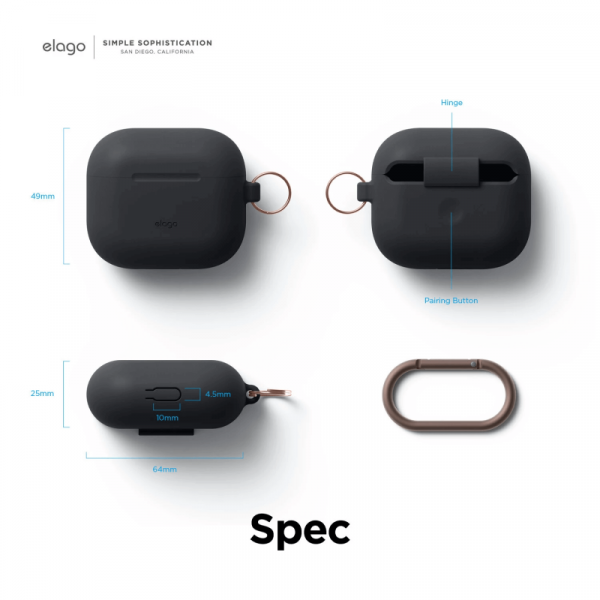 Фото - Чохол для навушників Elago Hang Silicone Case Black for Airpods 3rd Gen (EAP3HG-HANG-BK)