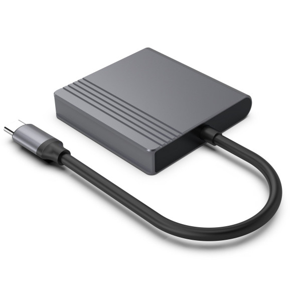 Фото - Хаб USB Cablexpert USB-C 3в1 Silver (A-CM-HDMIFDPF-01)
