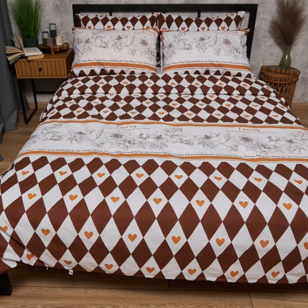 Фото - Комплект постільної білизни Moon&Star Бязь Gold Люкс Heart Patch King Size 220x240 нав. 2х50х70 (MS-820009381)