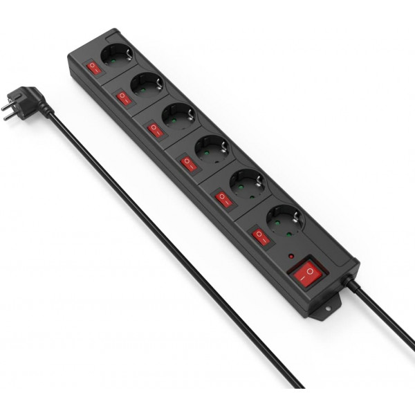 Фото - Сетевой фильтр Hama 6 р 1.4 м Black (00223160)