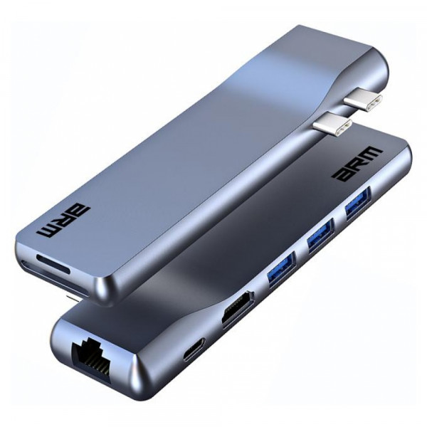 Фото - Хаб USB Armorstandart For MacBook M-Series HD4K+LAN+PD+3USB+TF/SDcard Gray (ARM69367)