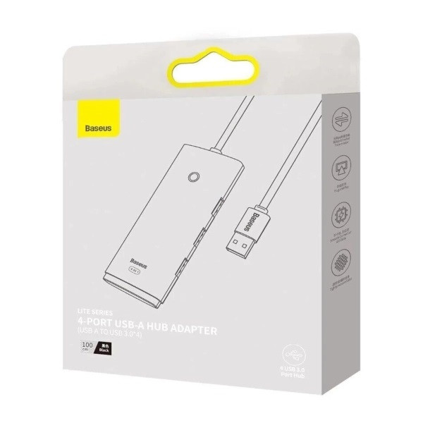 Фото - Хаб USB Baseus 4-Port USB-A USB-A to USB 3.0х4  1m Black (WKQX030101)