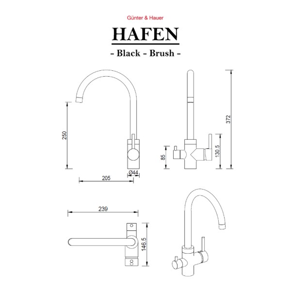 Фото - Кухонний змішувач Gunter & Hauer HAFEN Brush