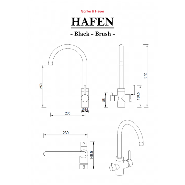 Фото - Кухонний змішувач Gunter & Hauer HAFEN Brush