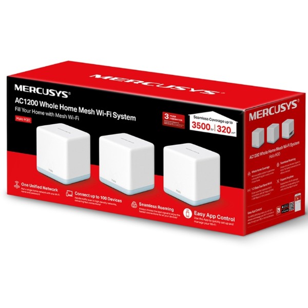 Фото - MESH система WiFi5 Mercusys Halo H30 (3-pack)