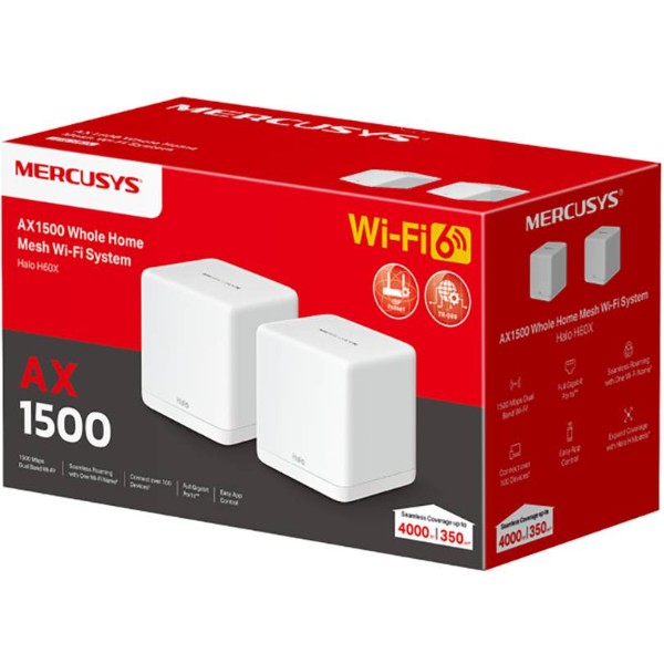 Фото - MESH система WiFi6 Mercusys Halo H60X(2-pack)