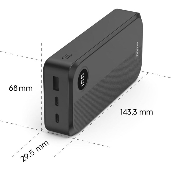 Фото - Батарея мобільна Hama 20000 мА/год 2хUSB-C/USB-A Black (00201755)