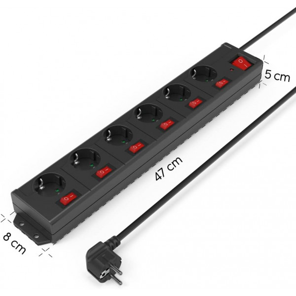 Фото - Сетевой фильтр Hama 6 р 1.4 м Black (00223160)