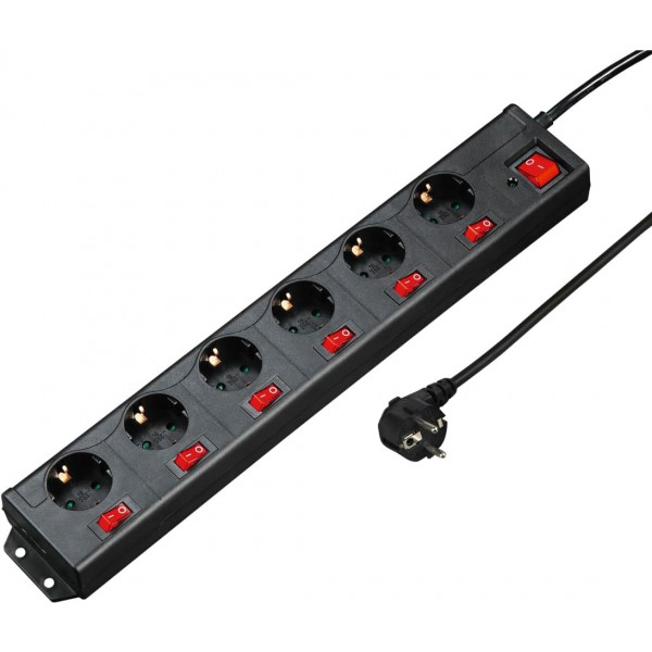 Фото - Сетевой фильтр Hama 6 р 1.4 м Black (00223160)