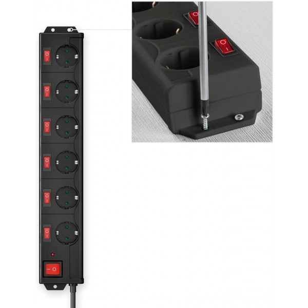 Фото - Сетевой фильтр Hama 6 р 1.4 м Black (00223160)