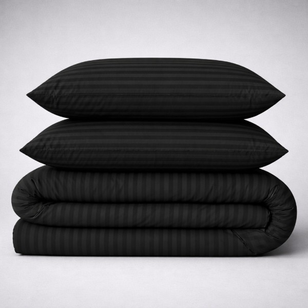 Фото - Комплект постельного белья MirSon Бязь 17-0611 Stripe Black 200х220 (2200008200169)