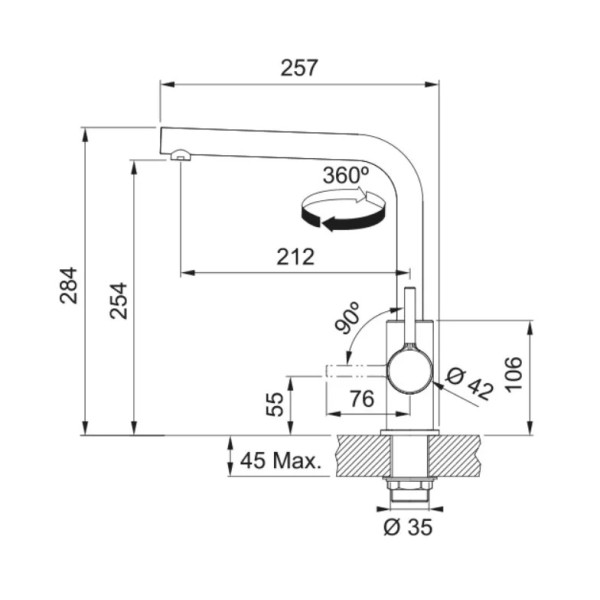 Фото - Кухонний змішувач Franke Lina L Shape Сірий камінь (115.0728.480)