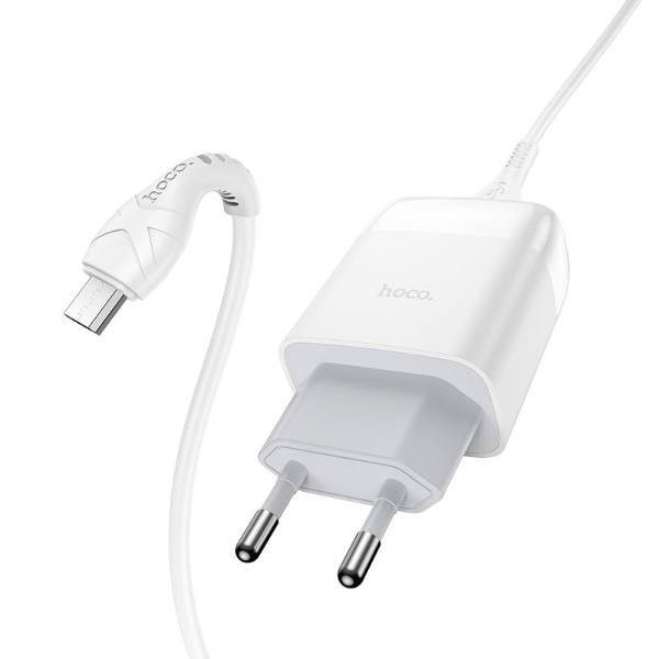 Фото - Мережевий зарядний пристрій HOCO C72Q QC3.0 charger set(Micro) 18W White (6931474732538)