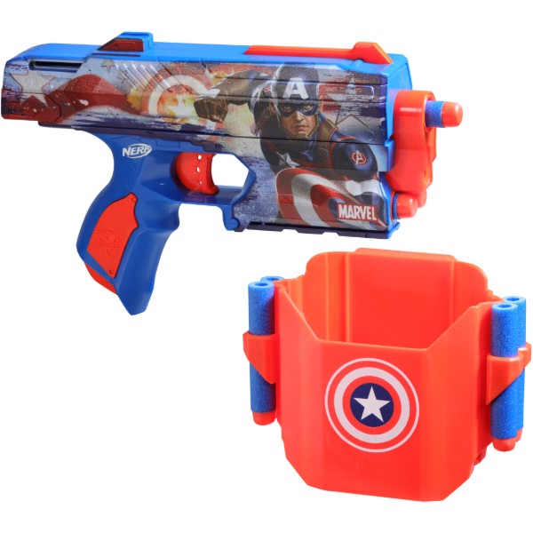 Фото - Бластер багатозарядний Hasbro NERF Капітан Америка (F9717)