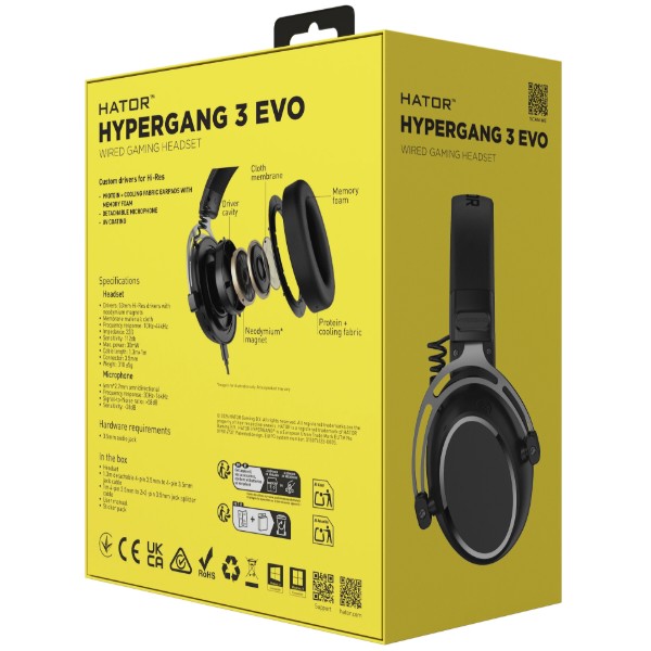 Фото - Гарнітура дротова ігрова Hator HYPERGANG 3 EVO Hi-Res (ESH07) black